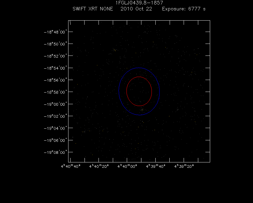 Swift-XRT image of the field for 1FGL J0439.8-1857