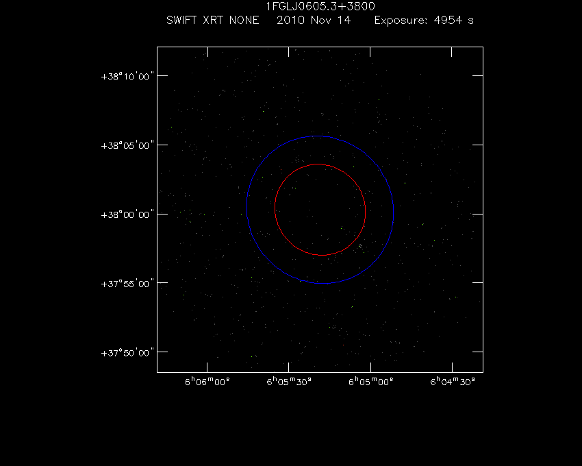 Swift-XRT image of the field for 1FGL J0605.3+3800
