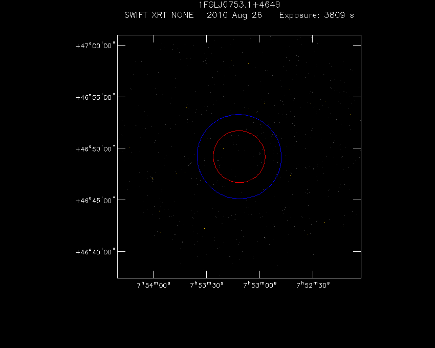 Swift-XRT image of the field for 1FGL J0753.1+4649