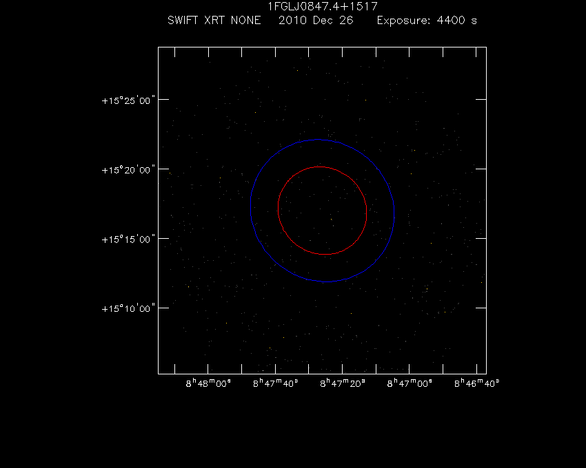 Swift-XRT image of the field for 1FGL J0847.4+1517