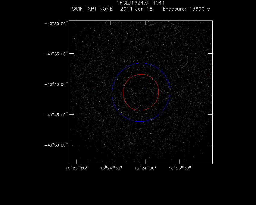Swift-XRT image of the field for 1FGL J1624.0-4041