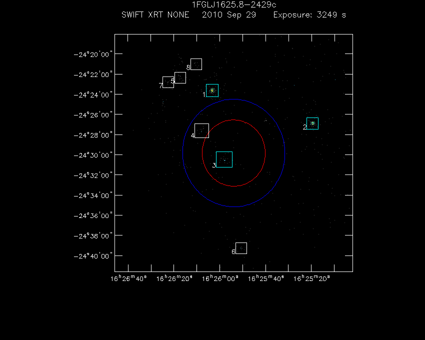 Swift-XRT detections in the field for 1FGL J1625.8-2429c