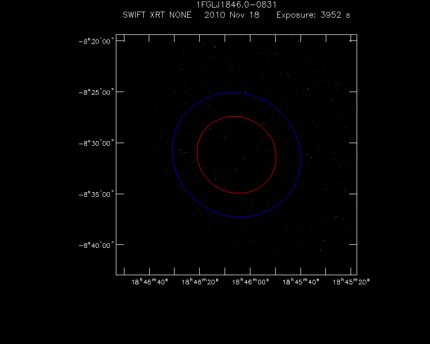 Swift-XRT image of the field for 1FGL J1846.0-0831