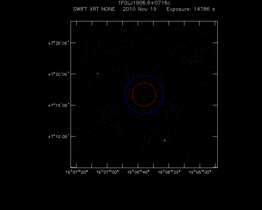 Swift-XRT image of the field for 1FGL J1906.6+0716c
