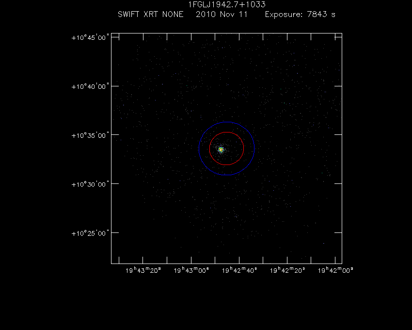 Swift-XRT image of the field for 1FGL J1942.7+1033