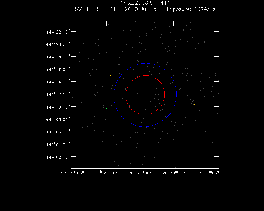 Swift-XRT image of the field for 1FGL J2030.9+4411
