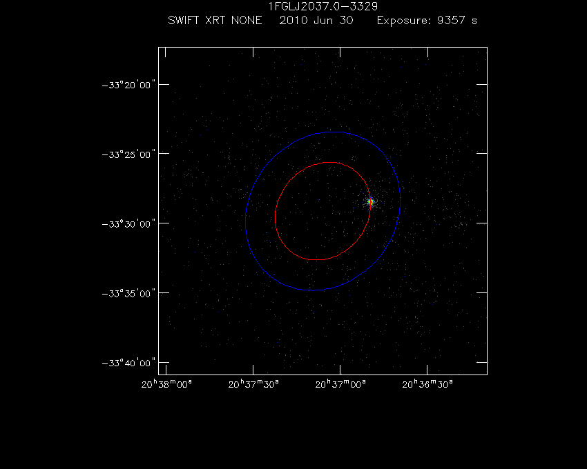 Swift-XRT image of the field for 1FGL J2037.0-3329