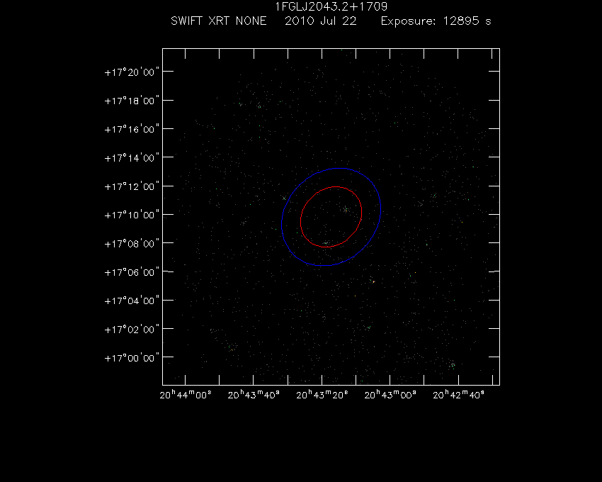 Swift-XRT image of the field for 1FGL J2043.2+1709
