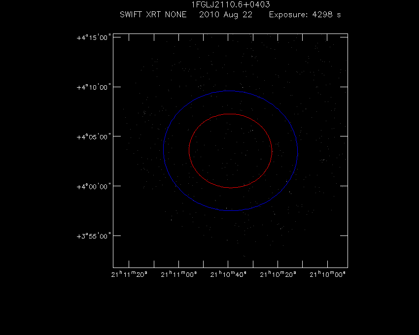 Swift-XRT image of the field for 1FGL J2110.6+0403