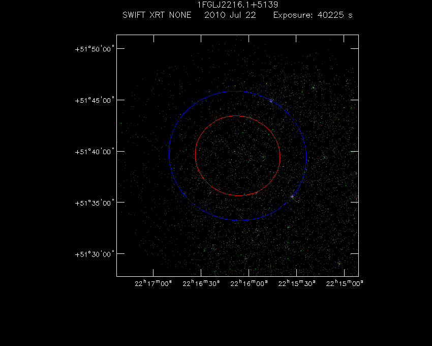 Swift-XRT image of the field for 1FGL J2216.1+5139