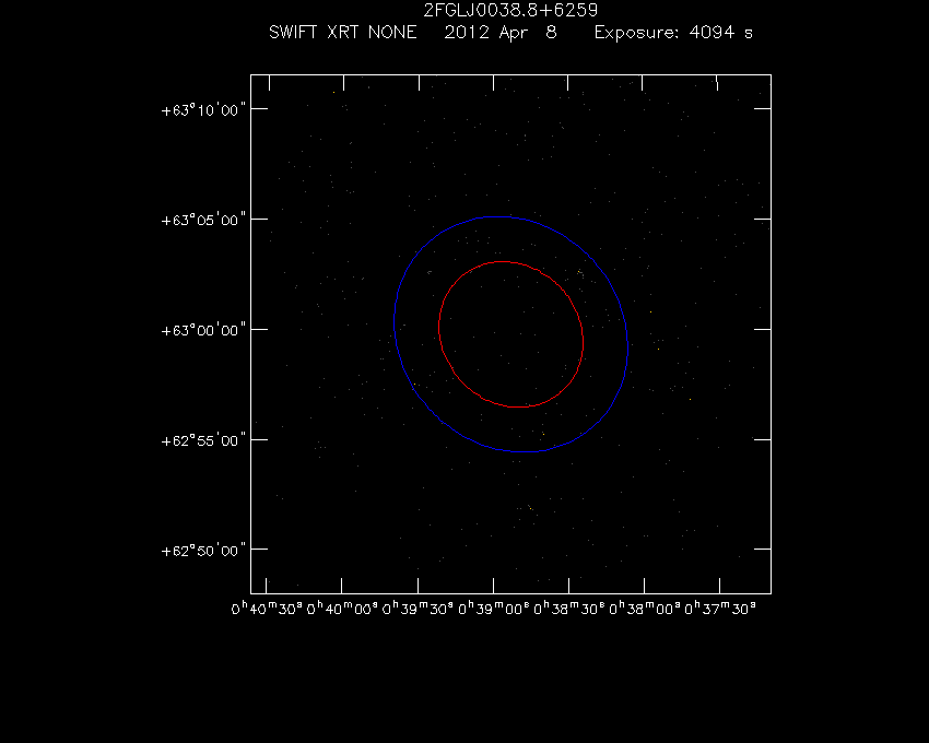 Swift-XRT image of the field for 2FGL J0038.8+6259
