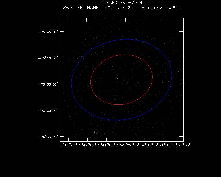 Swift-XRT image of the field for 2FGL J0540.1-7554