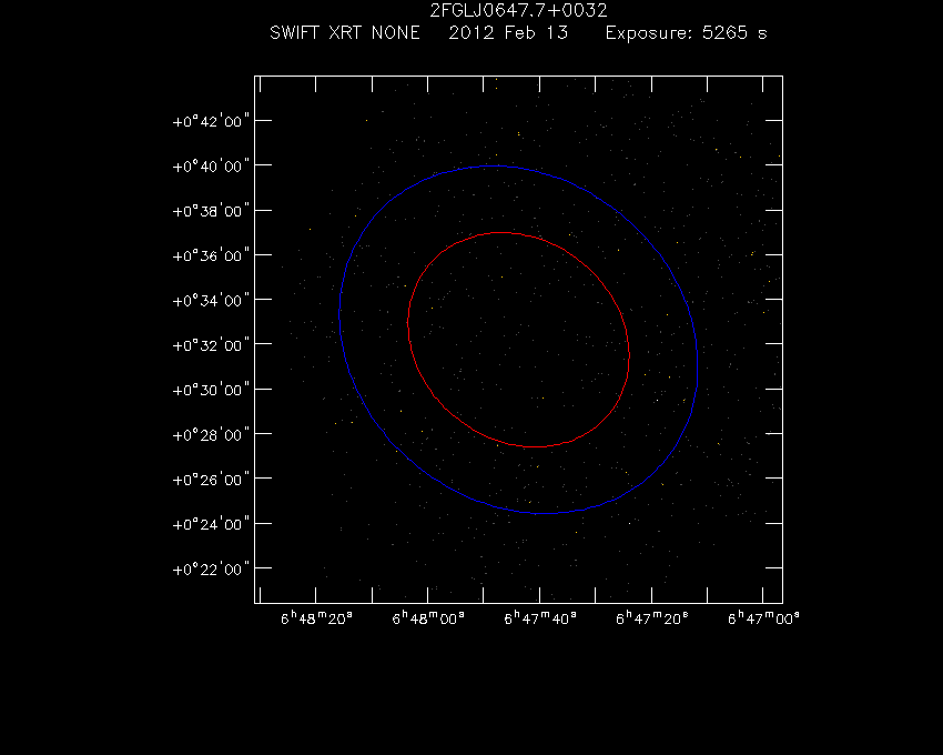 Swift-XRT image of the field for 2FGL J0647.7+0032