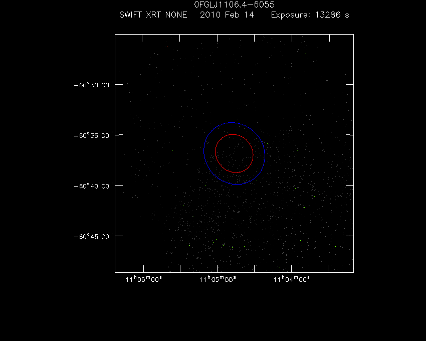 Swift-XRT image of the field for 2FGL J1104.7-6036