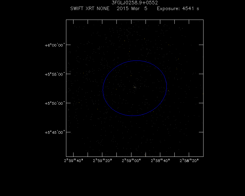 Swift-XRT image of the field for 3FGL J0258.9+0552