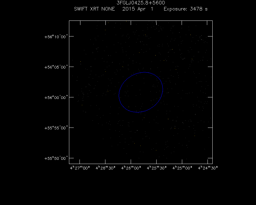 Swift-XRT image of the field for 3FGL J0425.8+5600