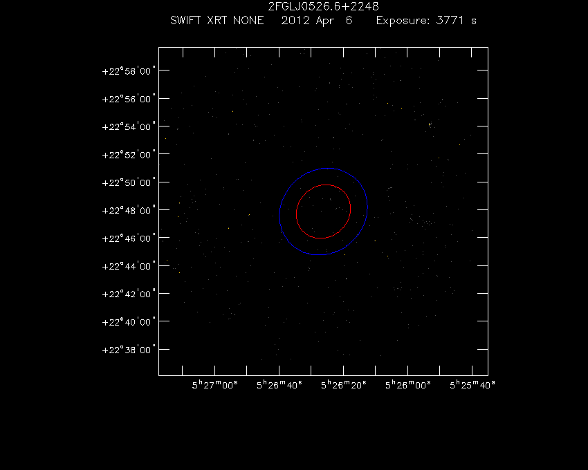 Swift-XRT image of the field for 3FGL J0526.4+2247
