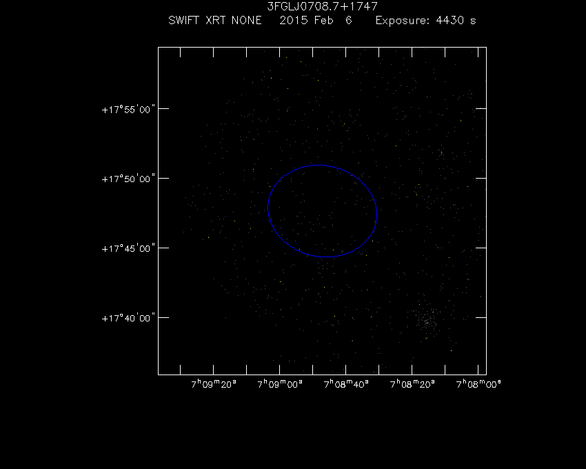 Swift-XRT image of the field for 3FGL J0708.7+1747