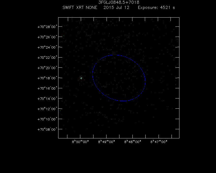 Swift-XRT image of the field for 3FGL J0848.5+7018