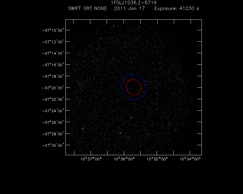 Swift-XRT image of the field for 3FGL J1035.7-6720