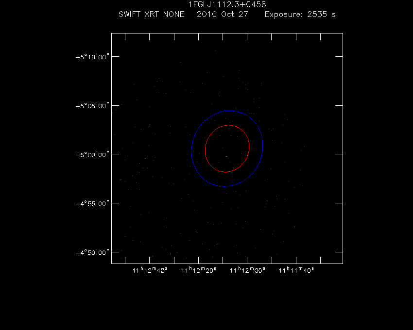 Swift-XRT image of the field for 3FGL J1112.1+0500
