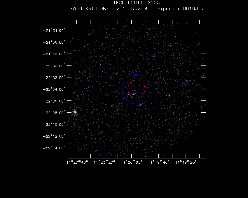 Swift-XRT image of the field for 3FGL J1119.9-2204