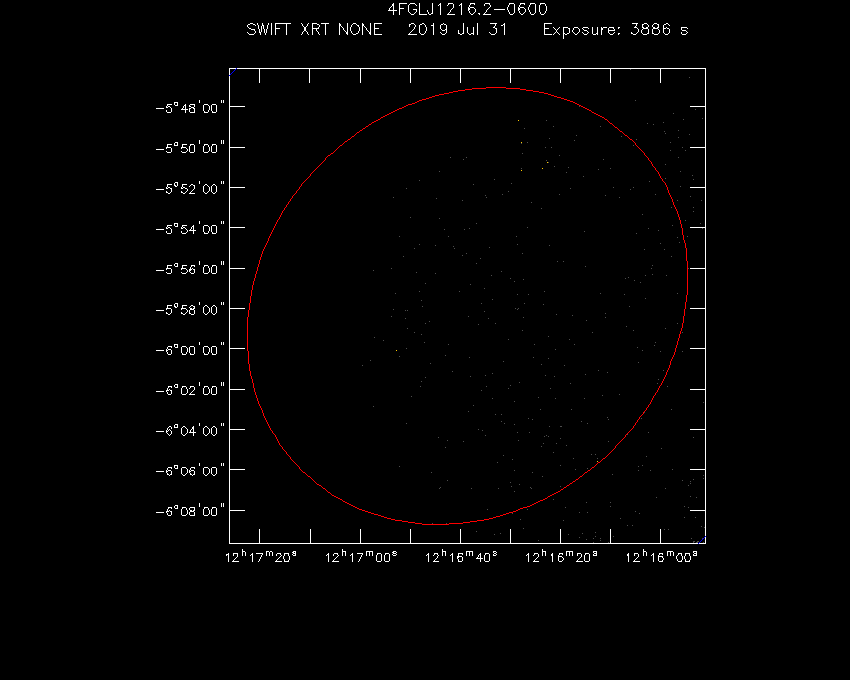 Swift-XRT image of the field for 3FGL J1216.6-0557