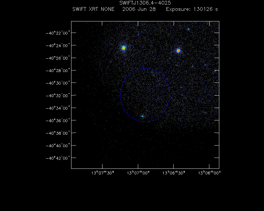 Swift-XRT image of the field for 3FGL J1306.8-4031