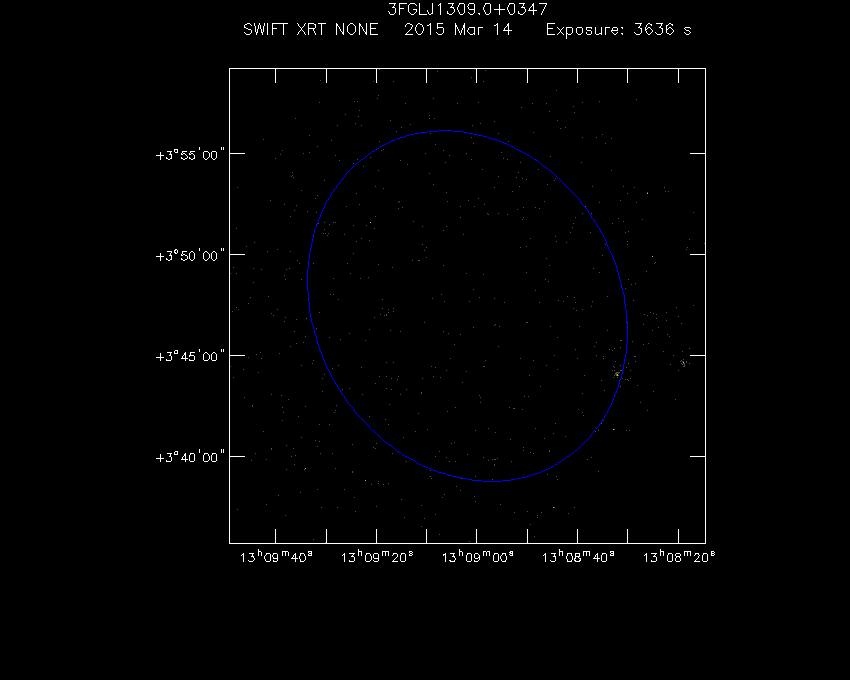 Swift-XRT image of the field for 3FGL J1309.0+0347