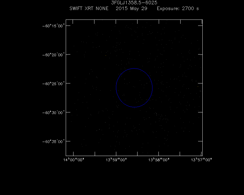 Swift-XRT image of the field for 3FGL J1358.5-6025