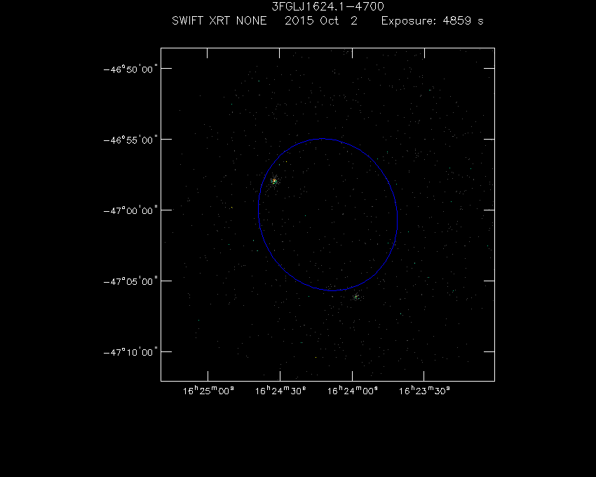 Swift-XRT image of the field for 3FGL J1624.1-4700
