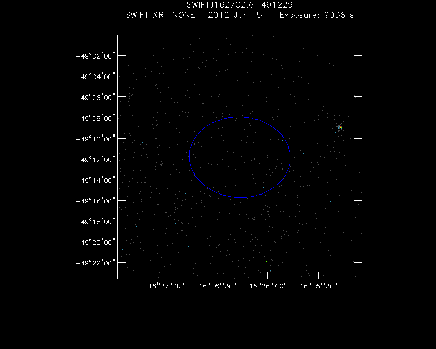 Swift-XRT image of the field for 3FGL J1626.2-4911