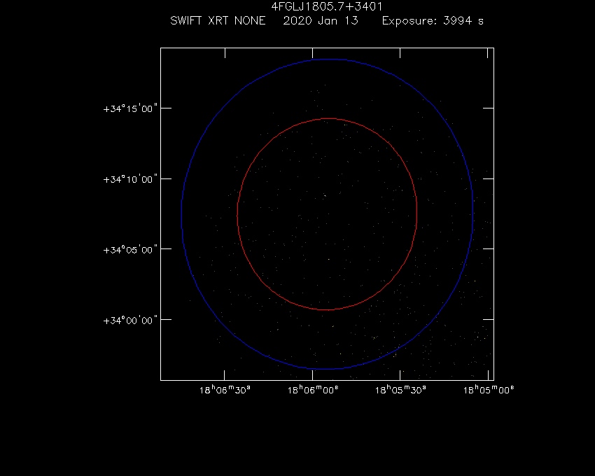 Swift-XRT image of the field for 3FGL J1805.9+3407