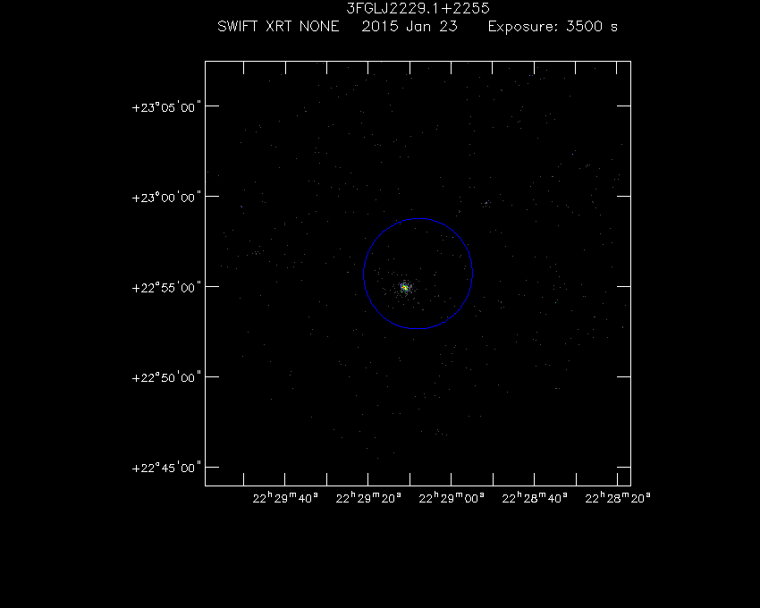 Swift-XRT image of the field for 3FGL J2229.1+2255