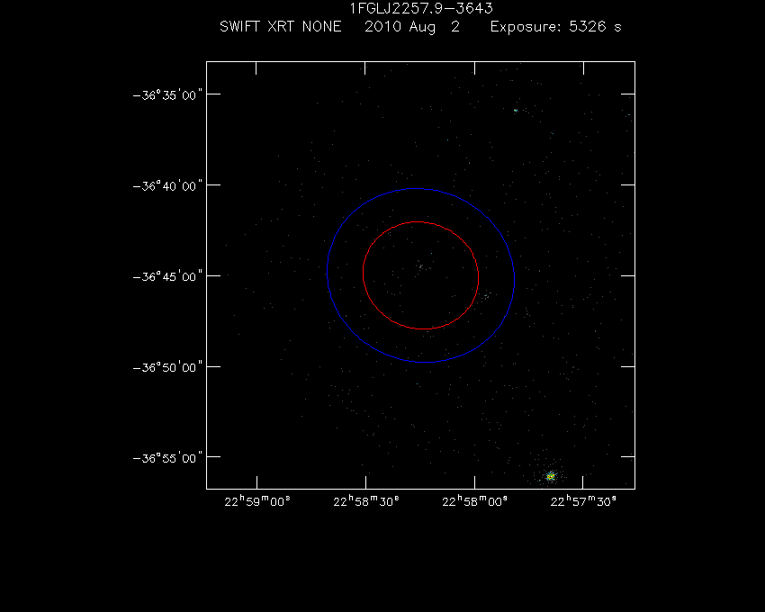 Swift-XRT image of the field for 3FGL J2258.2-3645
