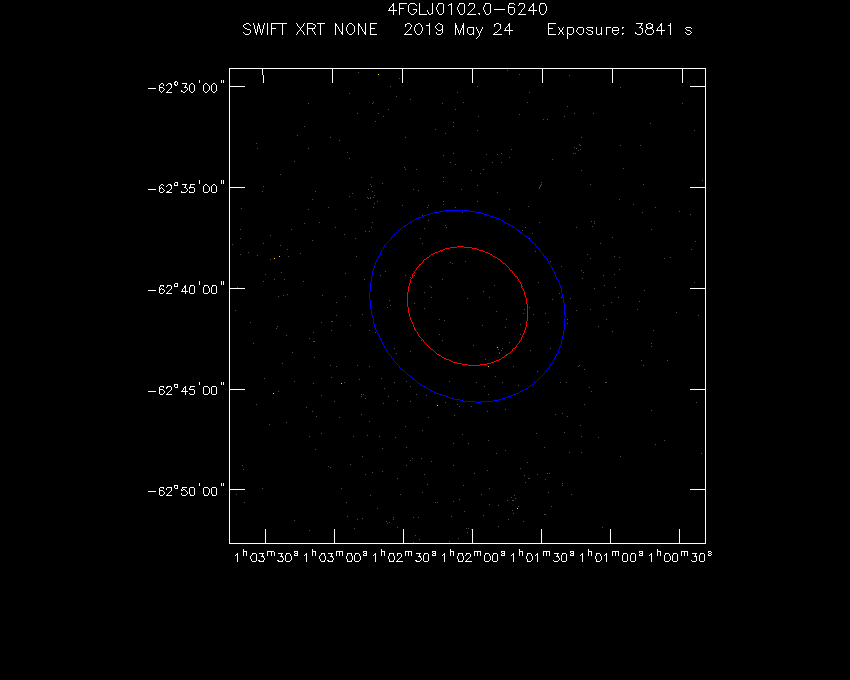Swift-XRT image of the field for 4FGL J0102.0-6240