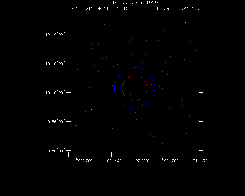 Swift-XRT image of the field for 4FGL J0102.3+1000