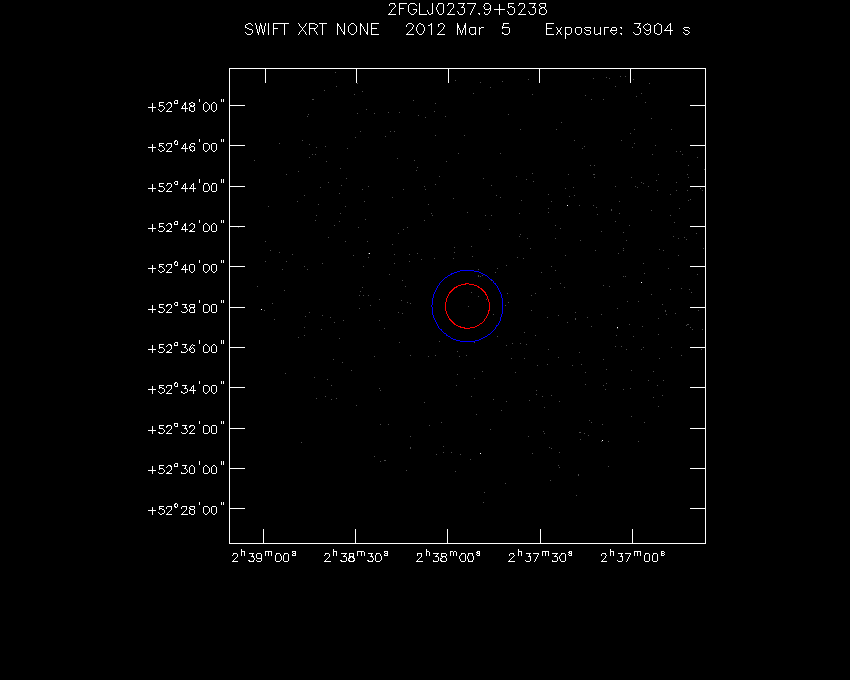 Swift-XRT image of the field for 4FGL J0237.8+5238