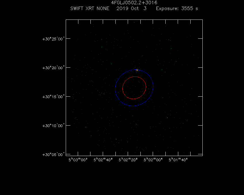 Swift-XRT image of the field for 4FGL J0502.2+3016