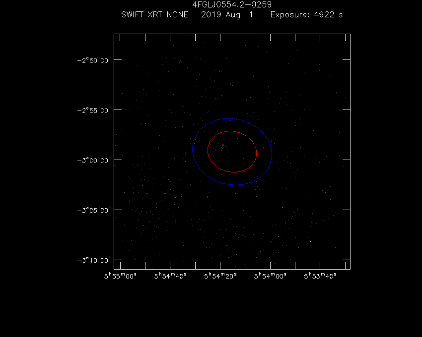 Swift-XRT image of the field for 4FGL J0554.2-0259