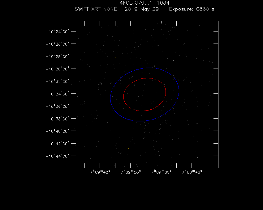 Swift-XRT image of the field for 4FGL J0709.1-1034